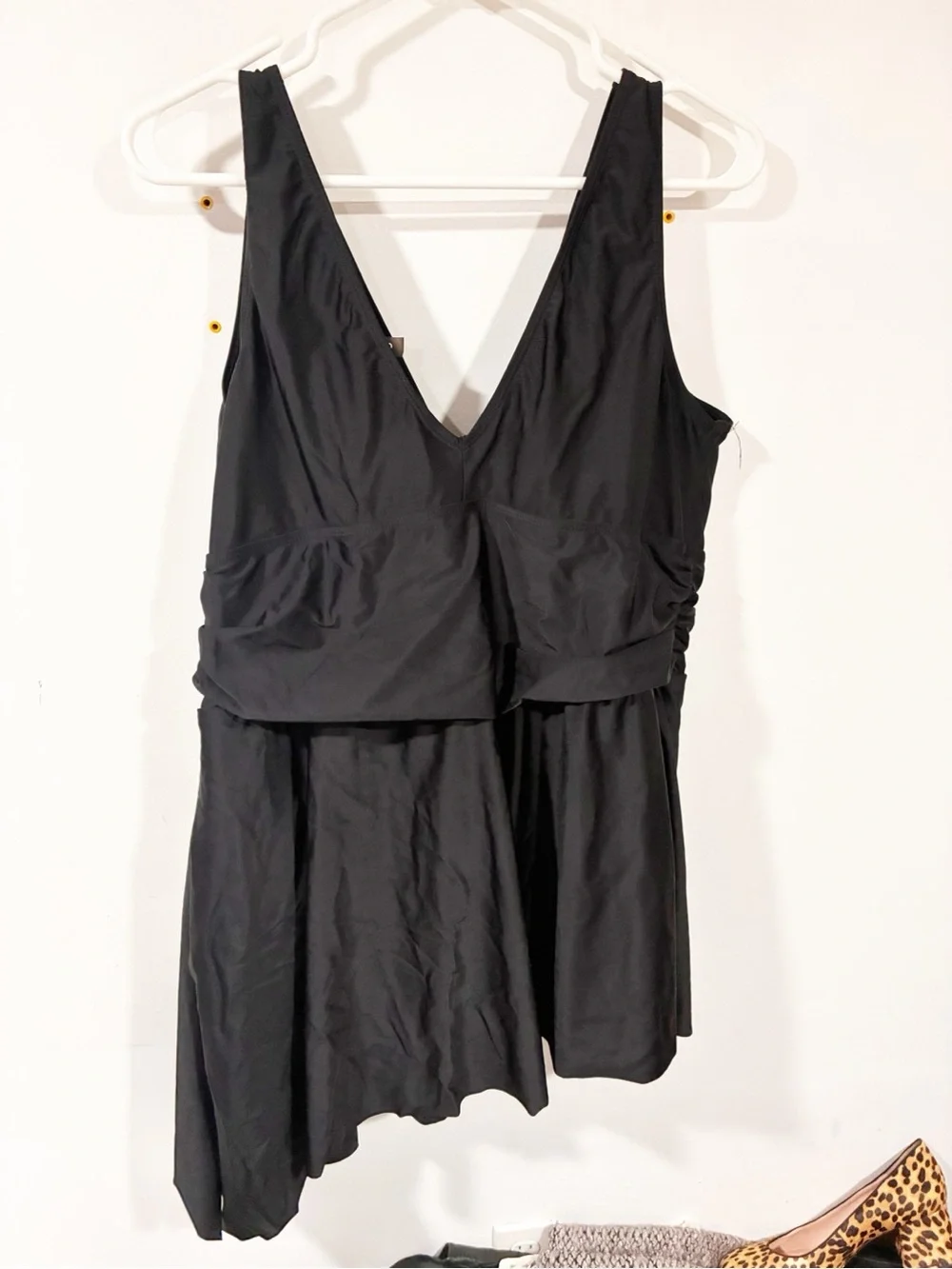 Torrid Plus Size Wireless Short Asymmetrical Swim Dress With Brief Size 3X Black